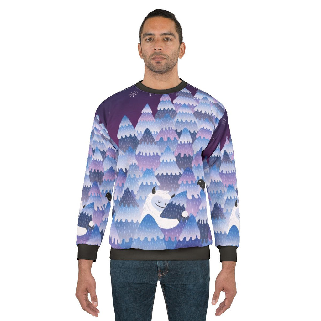 Cozy night tree hugger sweatshirt with forest creature design