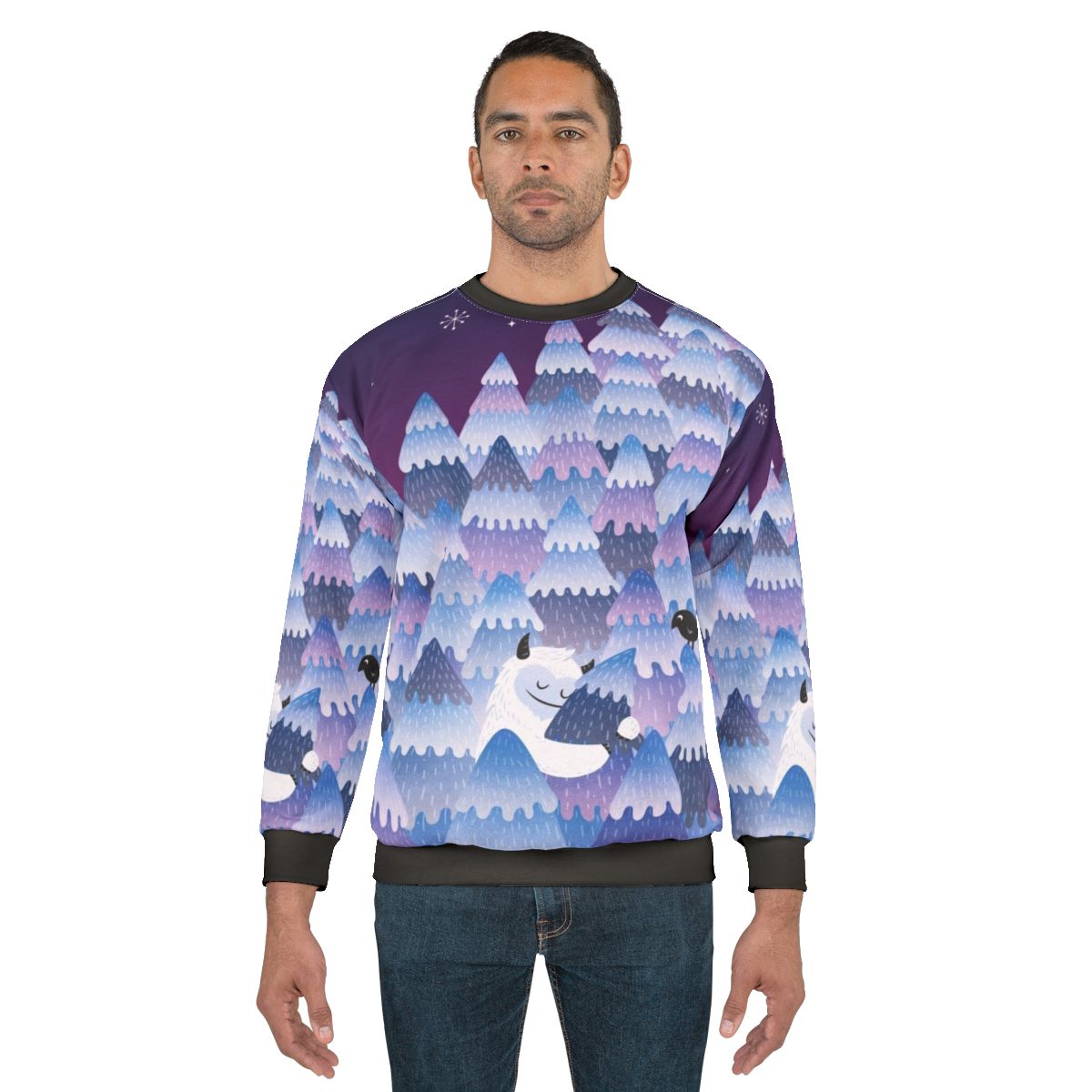 Cozy night tree hugger sweatshirt with forest creature design