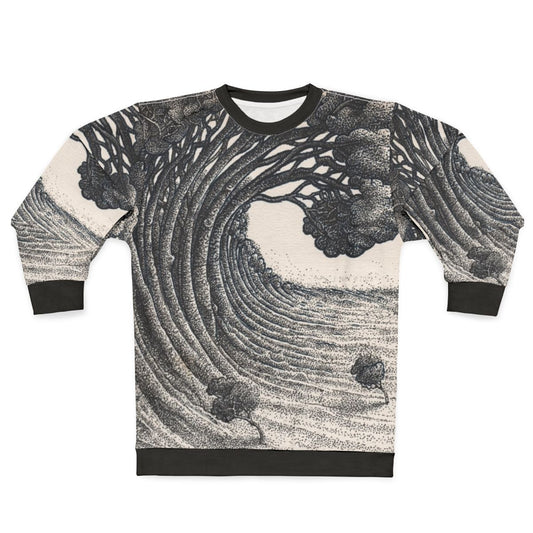 Tree wave design sweatshirt with nature-inspired pattern