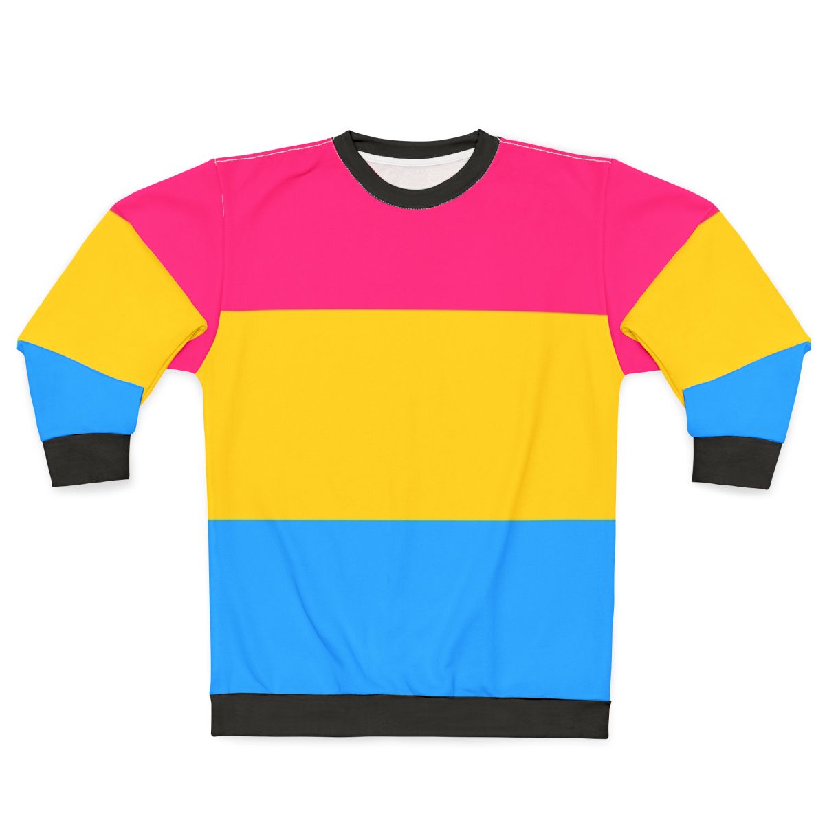 Tri-color pride sweatshirt in pink, yellow, and blue colors