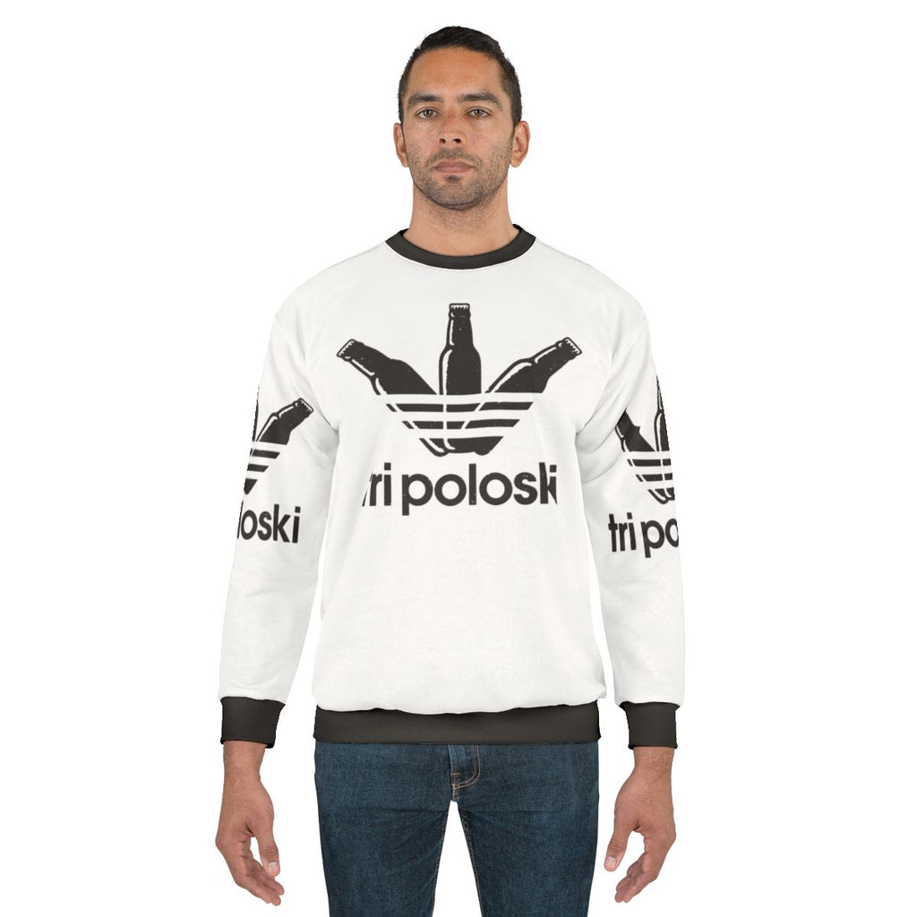 Russian Tri Poloski Sweatshirt with Slavic Tracksuit Design and Hardbass Rave Inspired Graphics