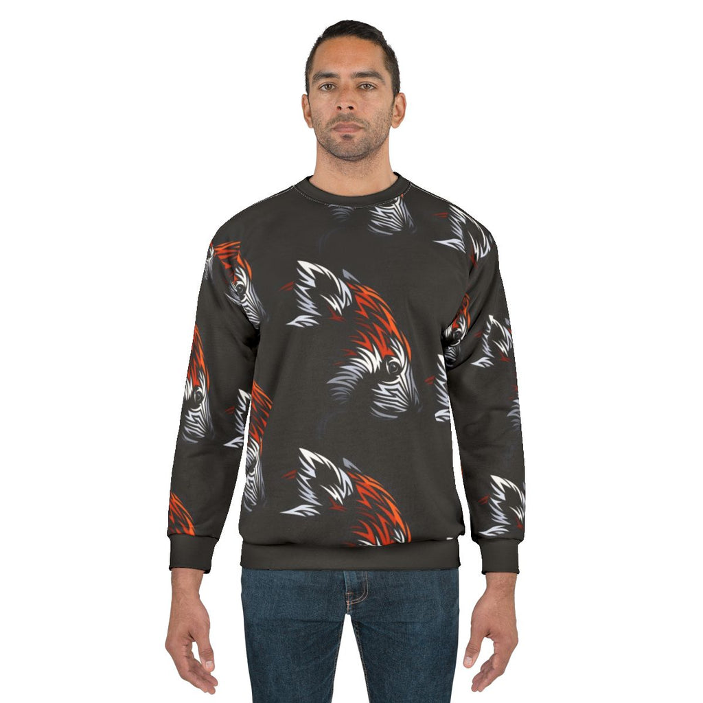 Tribal red panda design on a comfortable sweatshirt
