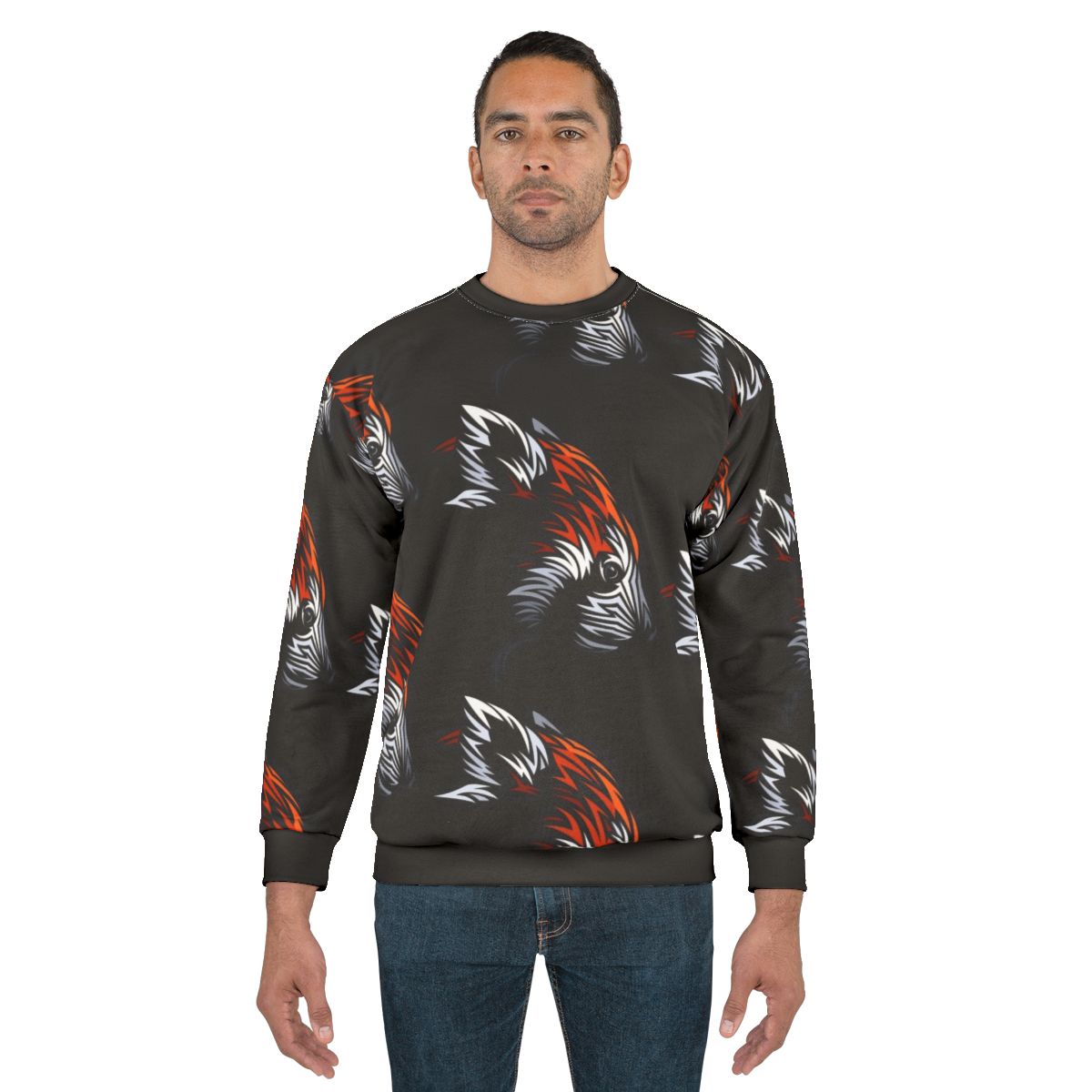 Tribal red panda design on a comfortable sweatshirt