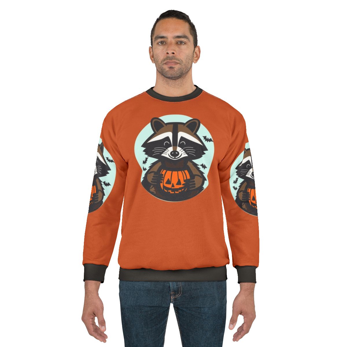 Spooky Halloween Raccoon Sweatshirt with Trick or Treat Design