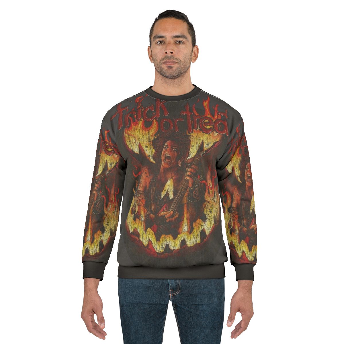 Retro 1980s Trick or Treat Heavy Metal Sweatshirt
