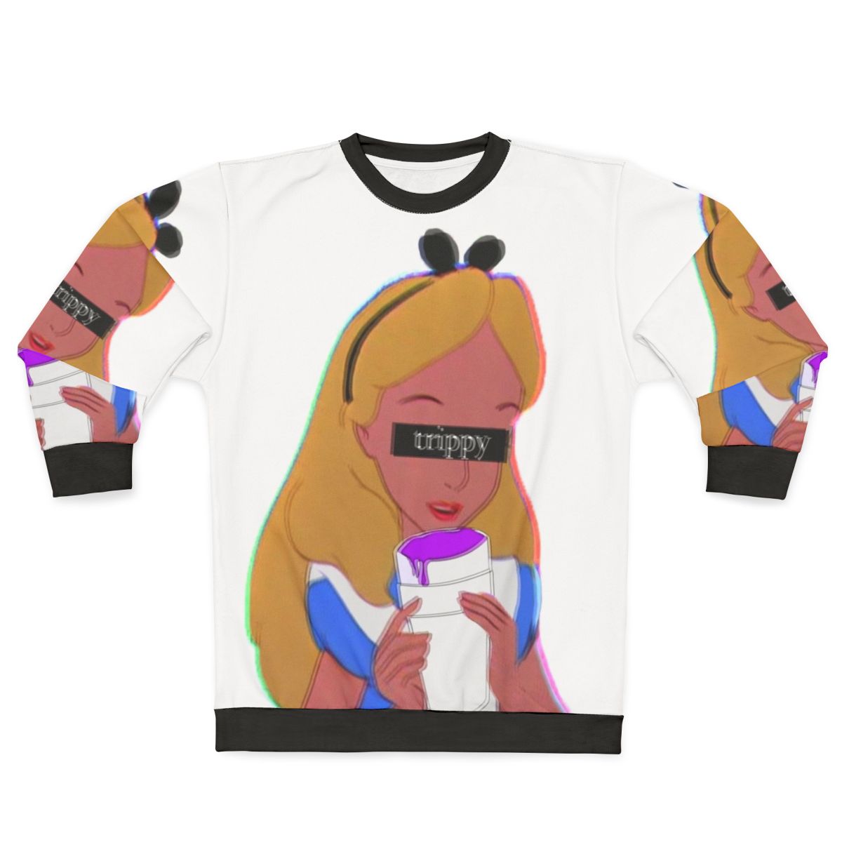 Trippy Alice in Wonderland sweatshirt with psychedelic design