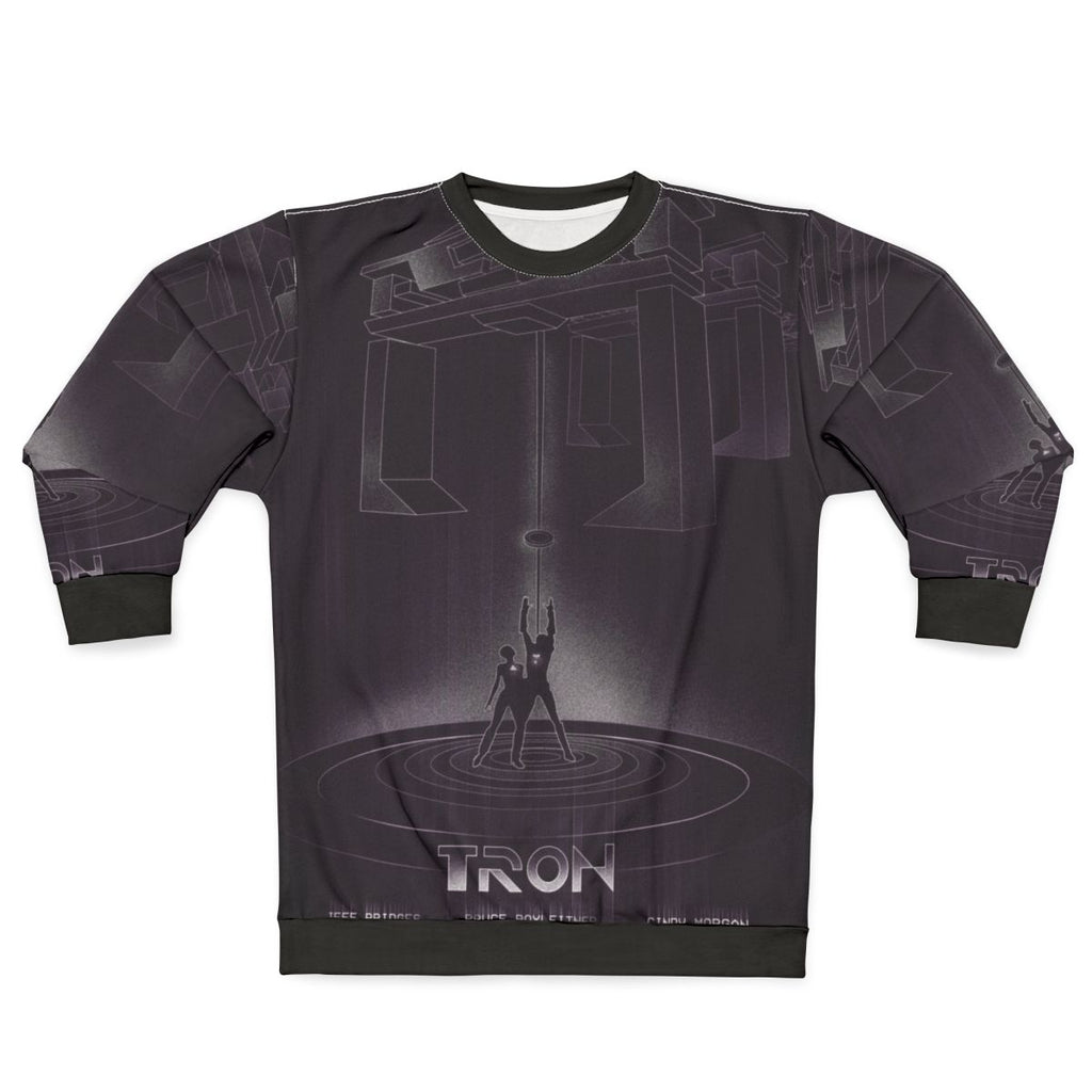 Tron movie inspired sweatshirt with futuristic grid pattern