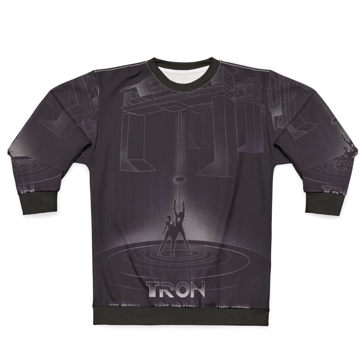 Tron movie inspired sweatshirt with futuristic grid pattern