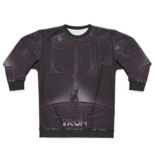 Tron movie inspired sweatshirt with futuristic grid pattern