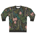 Tropical sweatshirt with monstera leaves and palm motifs