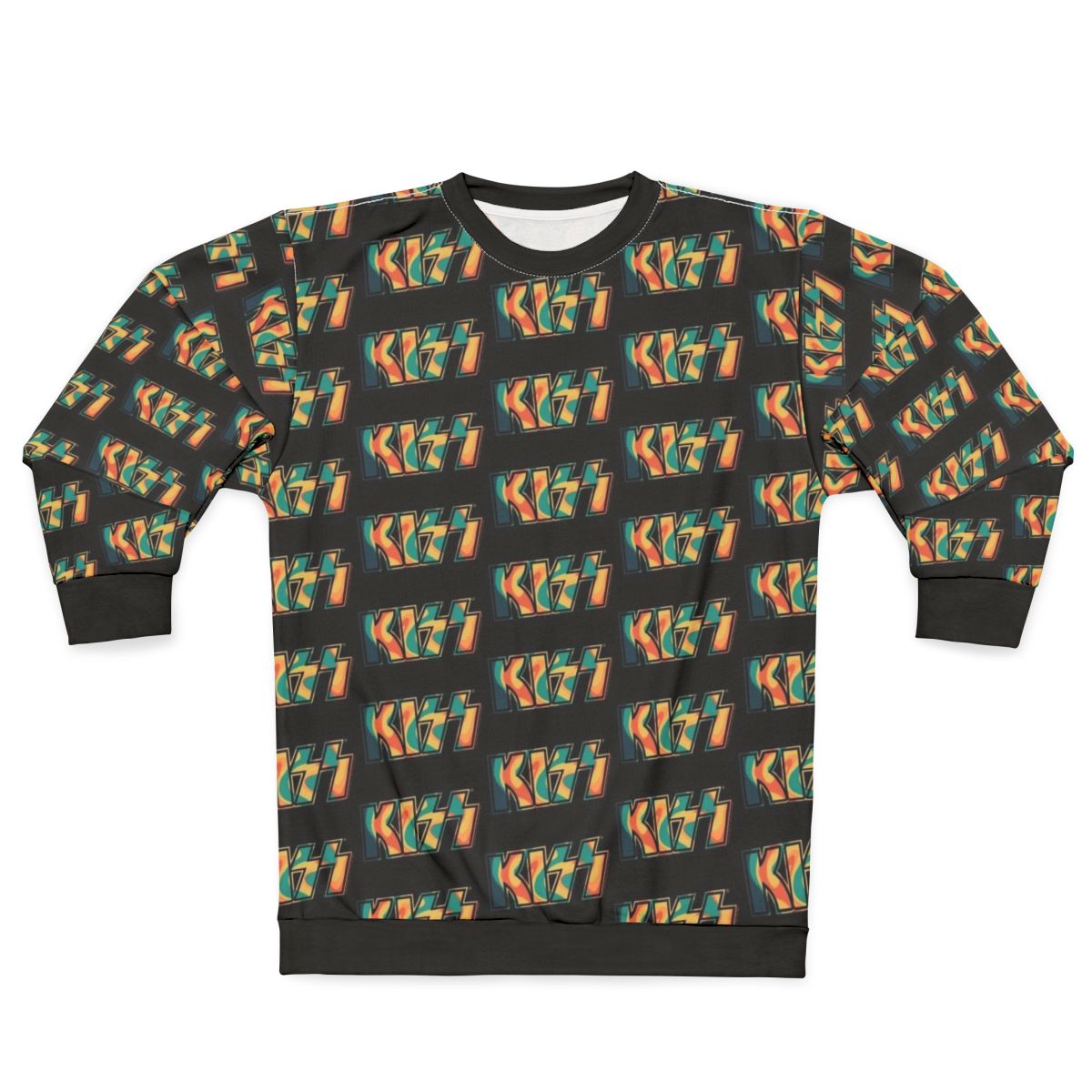 Tropical Tie Dye Kiss The Band Logo Dark Sweatshirt