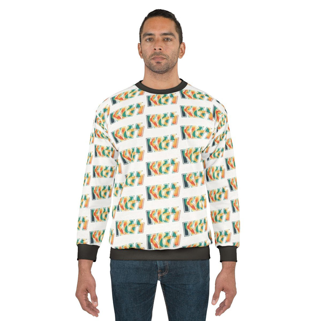 Tropical tie dye Kiss the Band logo sweatshirt