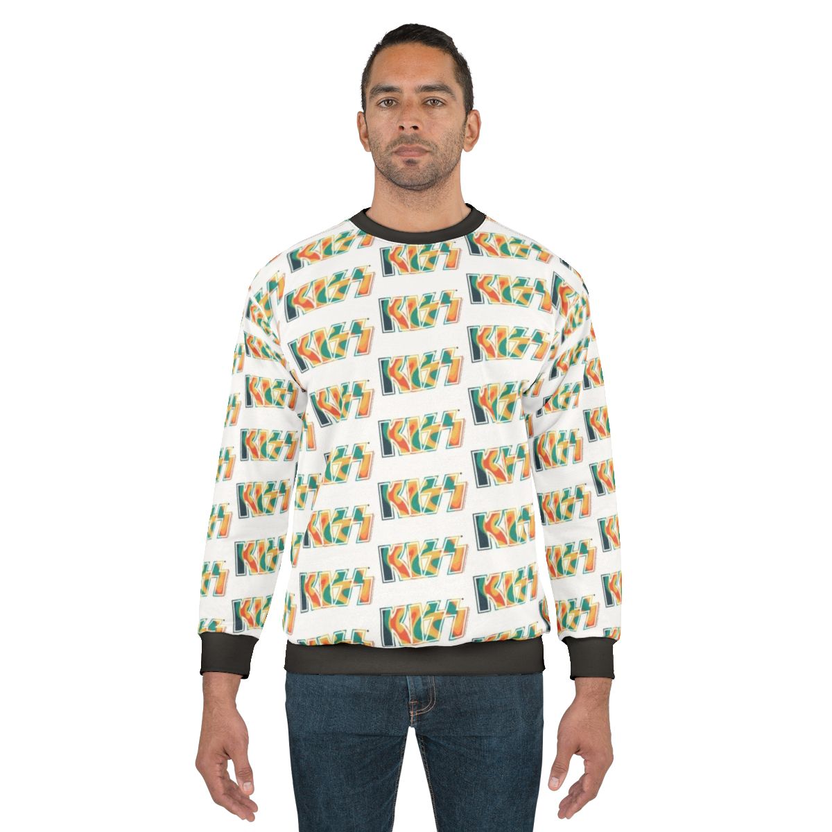 Tropical tie dye Kiss the Band logo sweatshirt