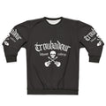 Troubadour Sweatshirt featuring classic 80s rock band skull graphic
