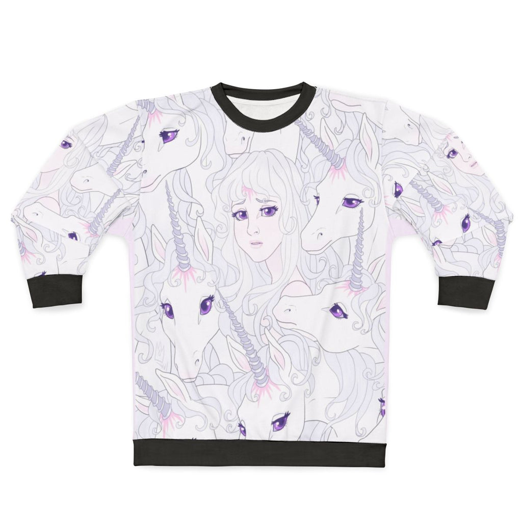 The Last Unicorn inspired fantasy sweatshirt with unicorn design