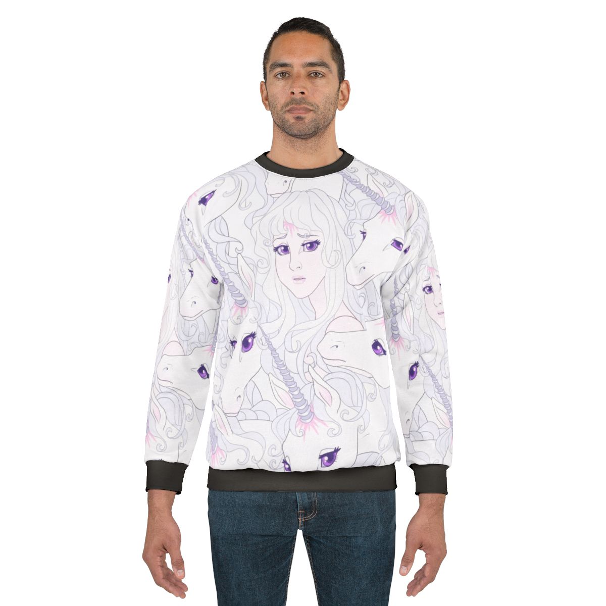 The Last Unicorn inspired fantasy sweatshirt with unicorn design