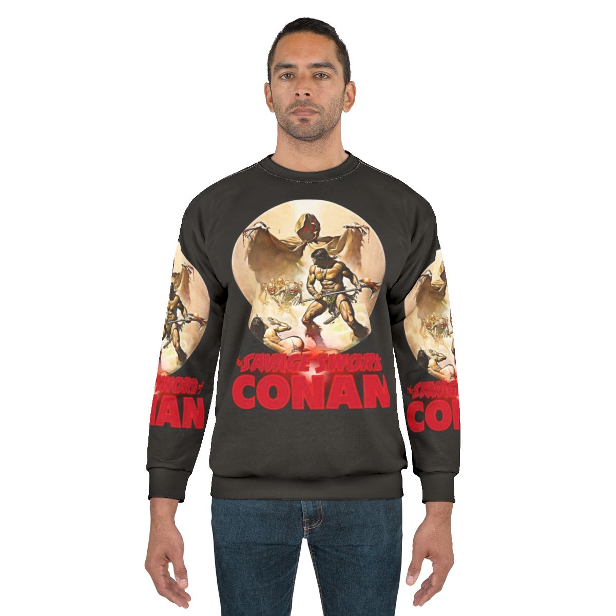 Conan the Barbarian sweatshirt featuring sword and sorcery comic art