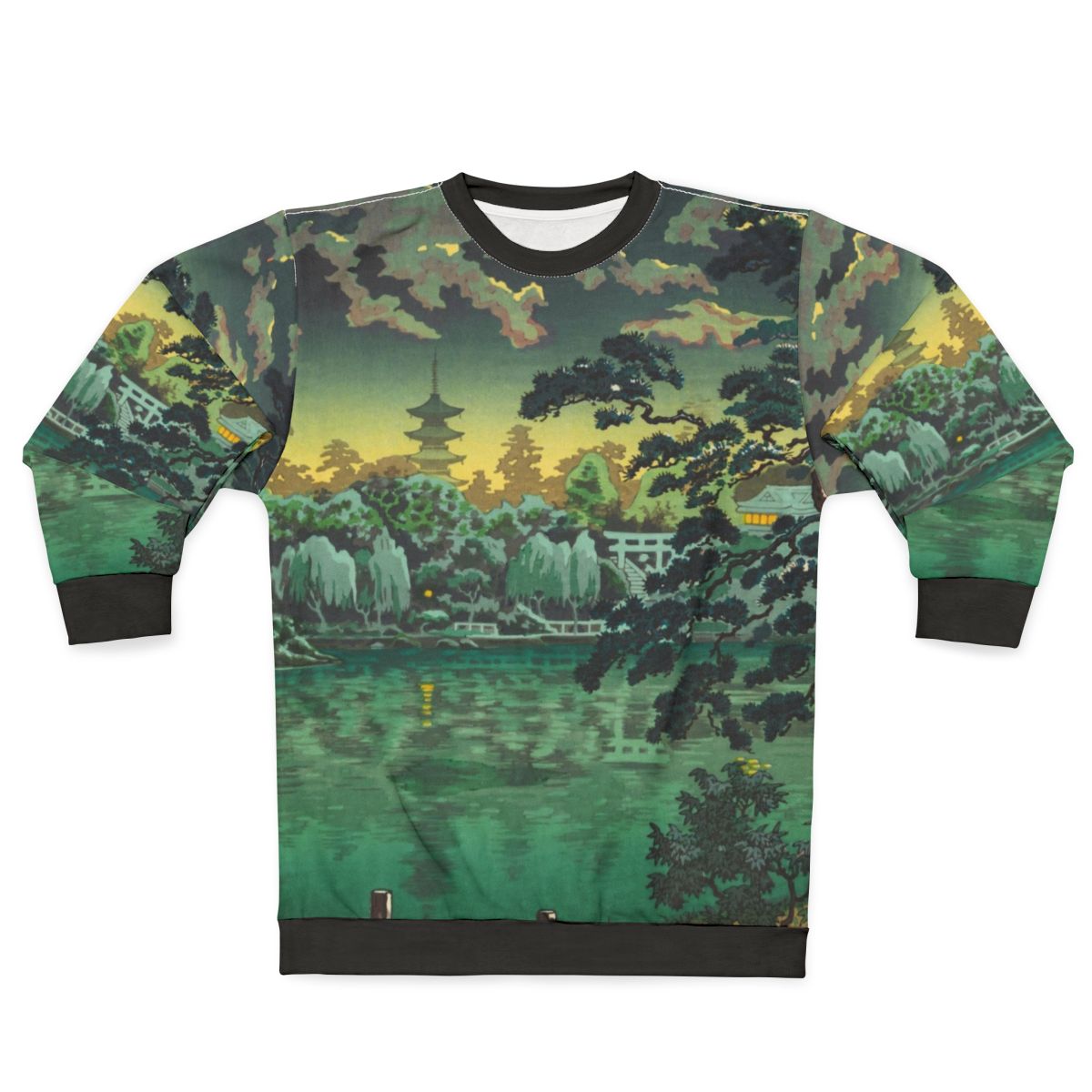 Ukiyo-e inspired sweatshirt featuring Tsuchiya Koitsu's Ueno Shinobazu Pond artwork