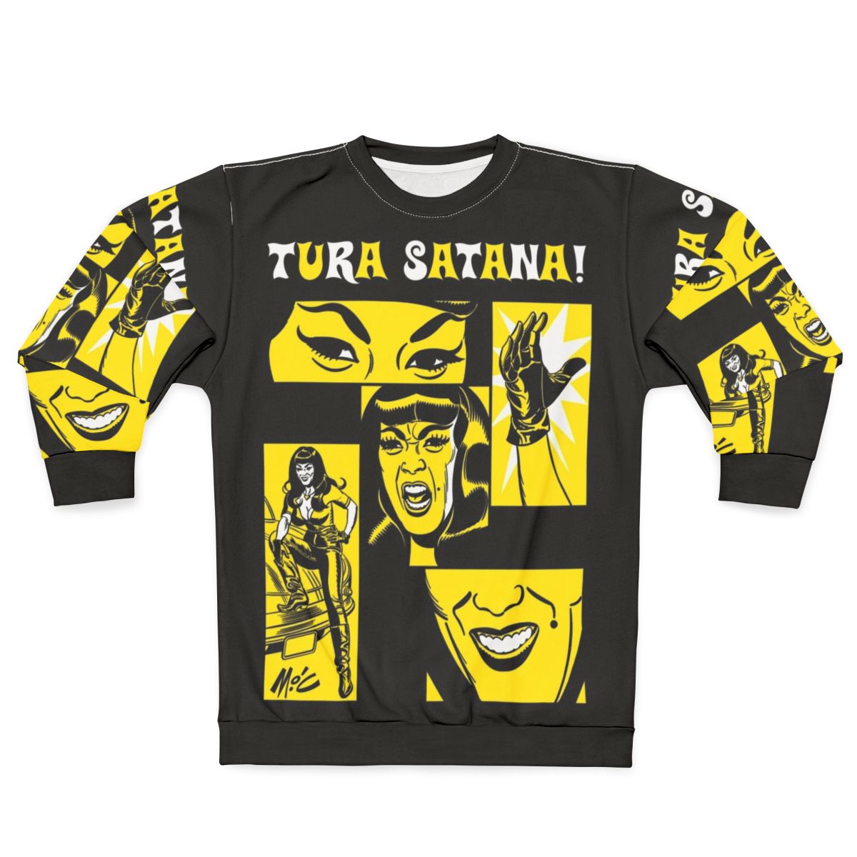 Tura Satana Retro Sweatshirt with Mitch Oconnell Pop Art Design