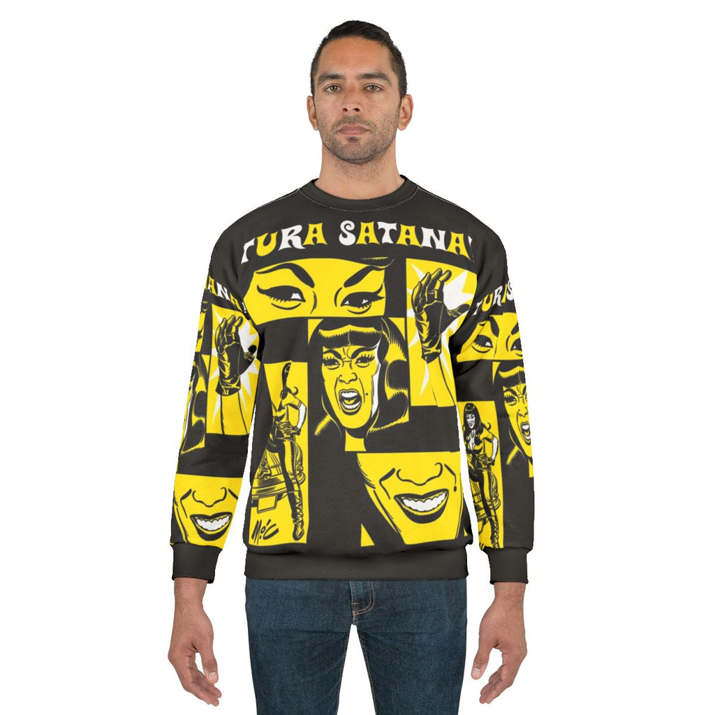 Tura Satana Retro Sweatshirt with Mitch Oconnell Pop Art Design