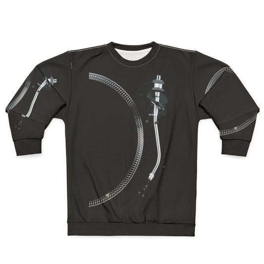 Turntable tone arm and platter music gear sweatshirt