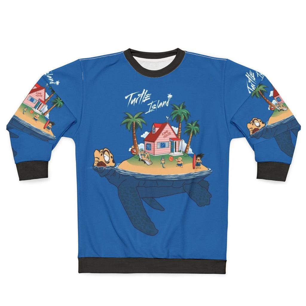 Turtle Island Sweatshirt - Anime & Manga Inspired Summer Beach Surf Design
