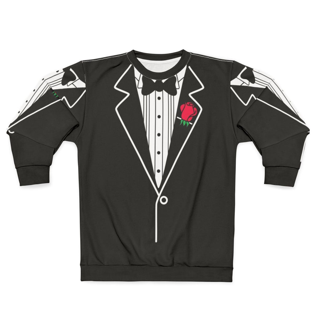 Tuxedo Sweatshirt featuring a rose design