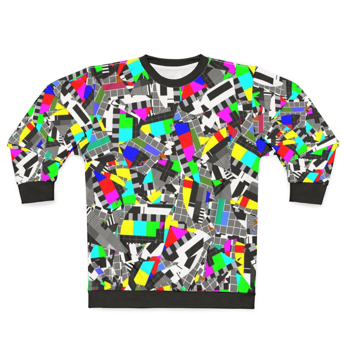TV Test Image Sweatshirt featuring a glitch pattern abstract geometric design