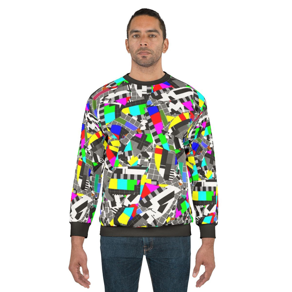 TV Test Image Sweatshirt featuring a glitch pattern abstract geometric design