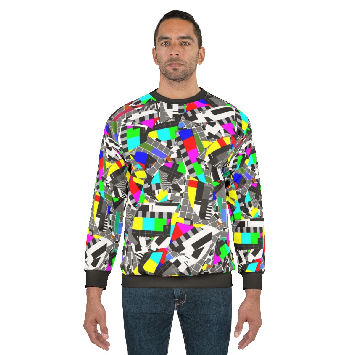 TV Test Image Sweatshirt featuring a glitch pattern abstract geometric design