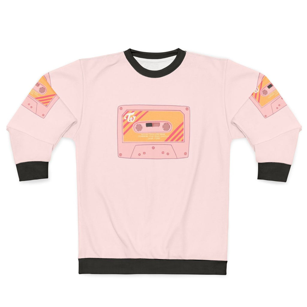 Twice Cassette Sweatshirt featuring members Sana, Mina, Jihyo, Momo, Dahyun, Jeongyeon, Tzuyu, Chaeyoung, and Nayeon