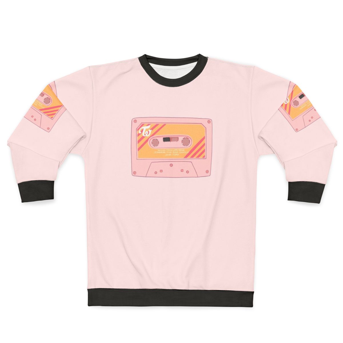 Twice Cassette Sweatshirt featuring members Sana, Mina, Jihyo, Momo, Dahyun, Jeongyeon, Tzuyu, Chaeyoung, and Nayeon