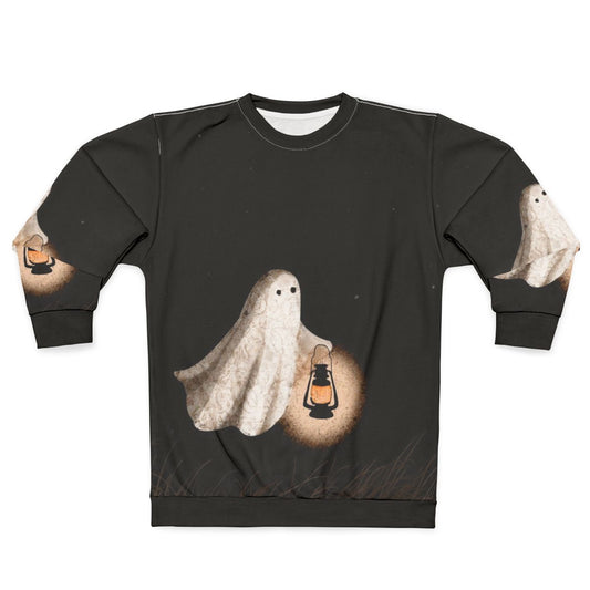 Twilight Walk Sweatshirt with ghostly apparitions and starry sky