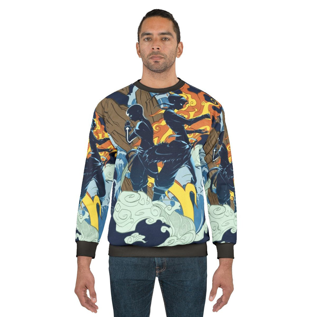 Avatar-inspired two spirits sweatshirt featuring iconic characters