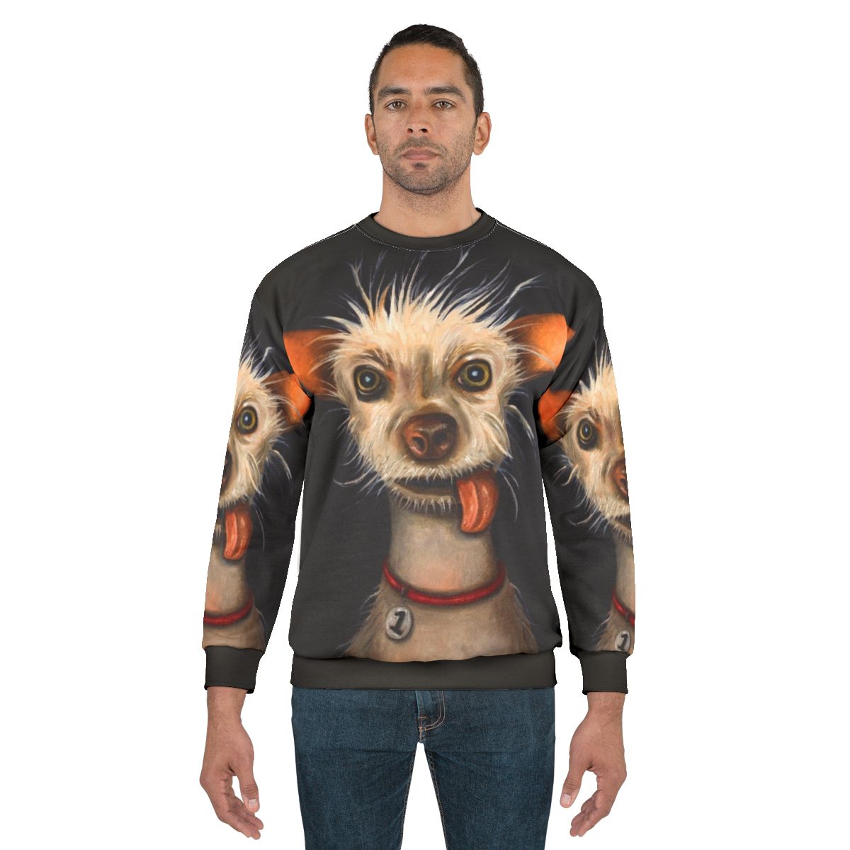 Ugly Dog Sweatshirt with Funny and Goofy Chihuahua or Chinese Crested Design