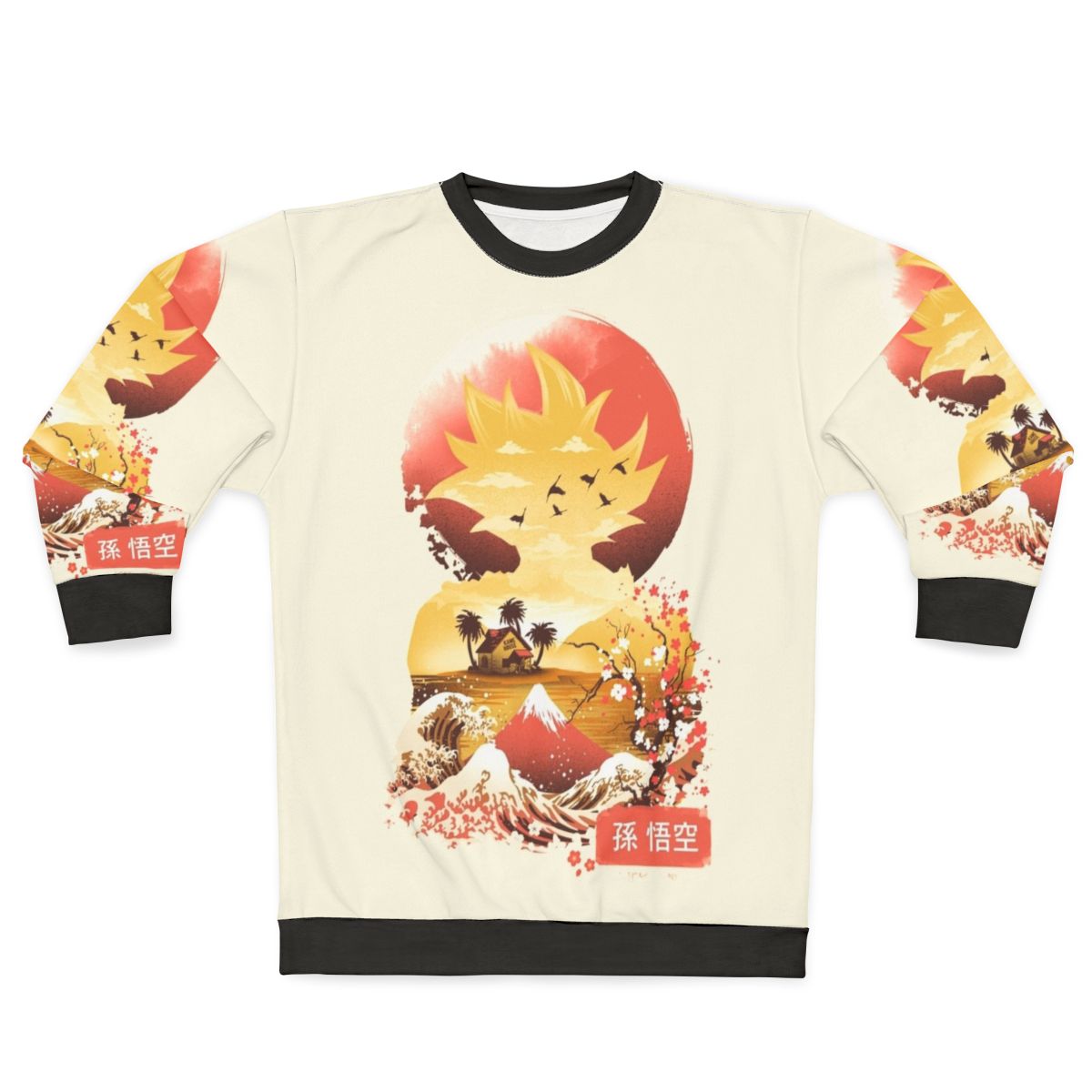 Ukiyo-E inspired Super Saiyan sweatshirt featuring anime and Japanese art
