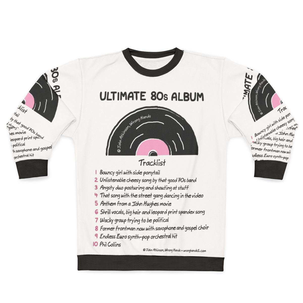 80s music inspired sweatshirt with retro album artwork