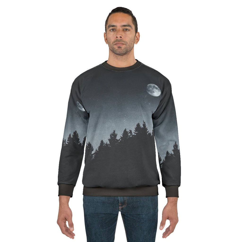 Under Moonlight Sweatshirt with Nature, Cascadia Trees, and Vintage Mountain Design