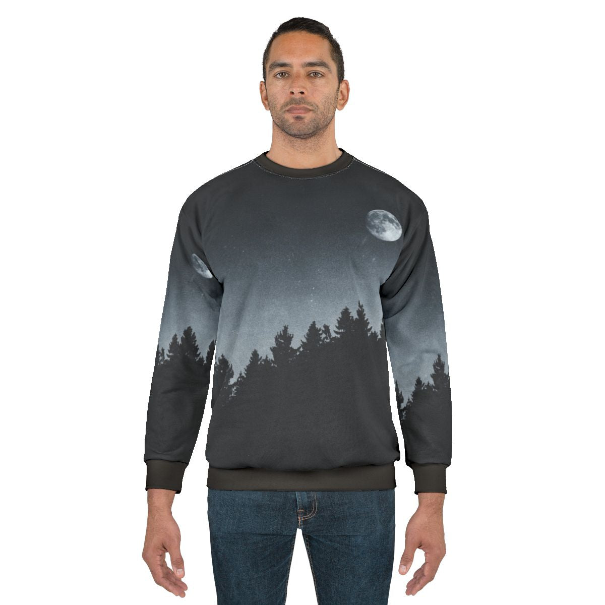 Under Moonlight Sweatshirt with Nature, Cascadia Trees, and Vintage Mountain Design