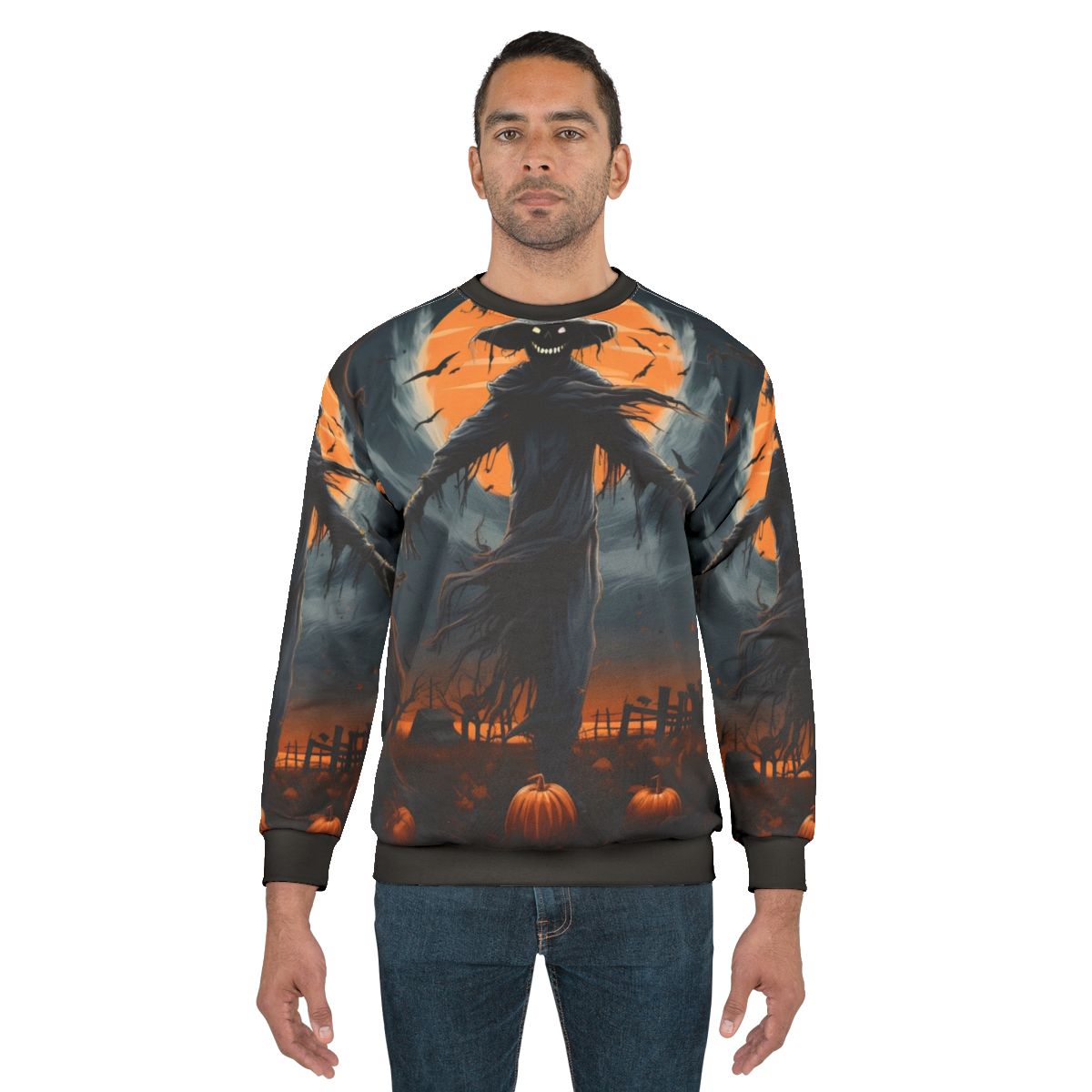 Under the Halloween Moon Scarecrow Sweatshirt