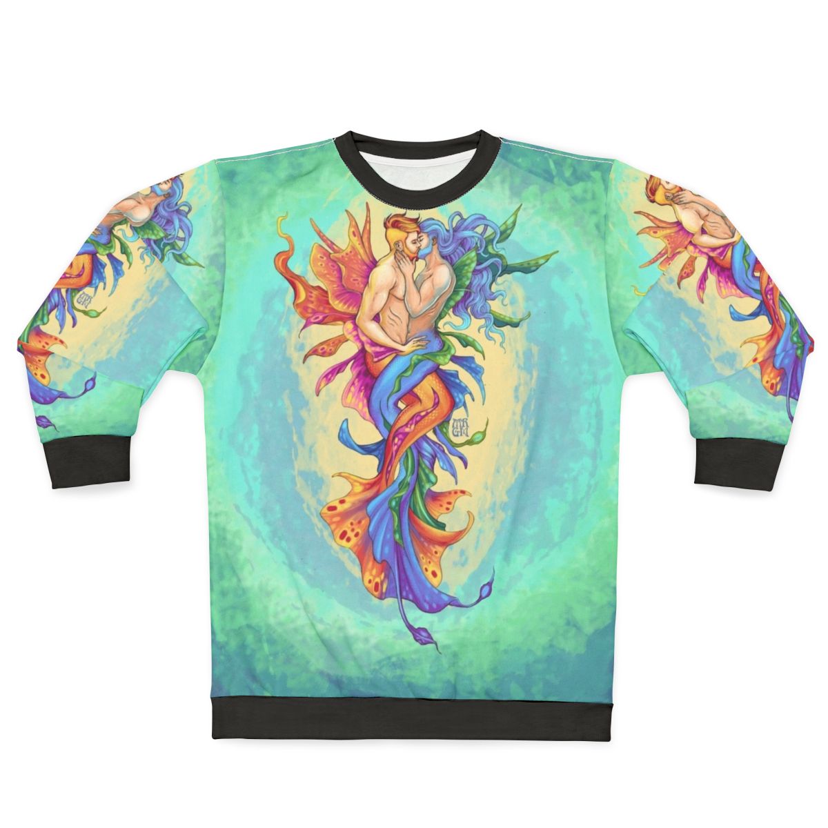 Underwater Merman Kiss Sweatshirt - LGBTQ Fantasy Art by Mr Gabriel Marques