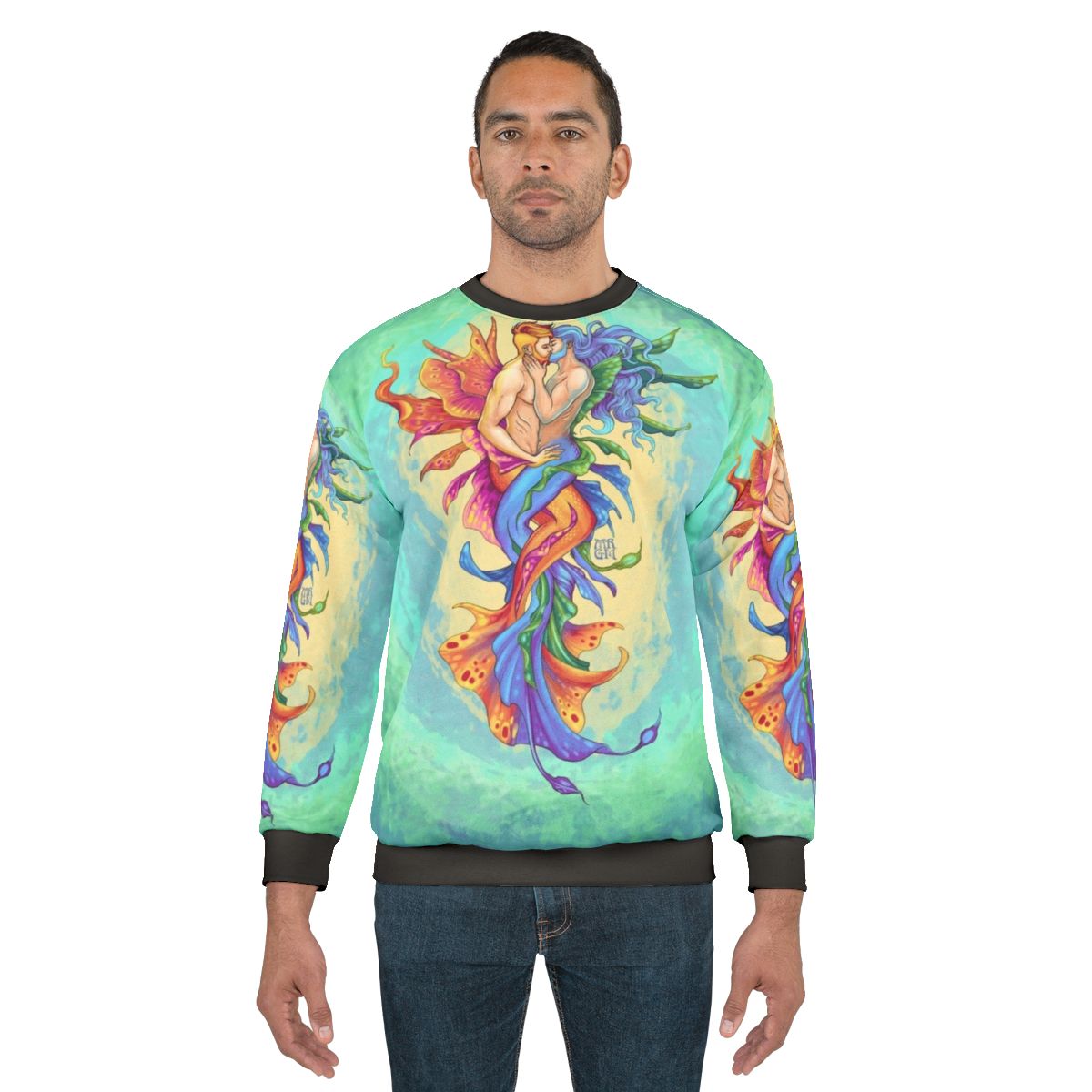 Underwater Merman Kiss Sweatshirt - LGBTQ Fantasy Art by Mr Gabriel Marques