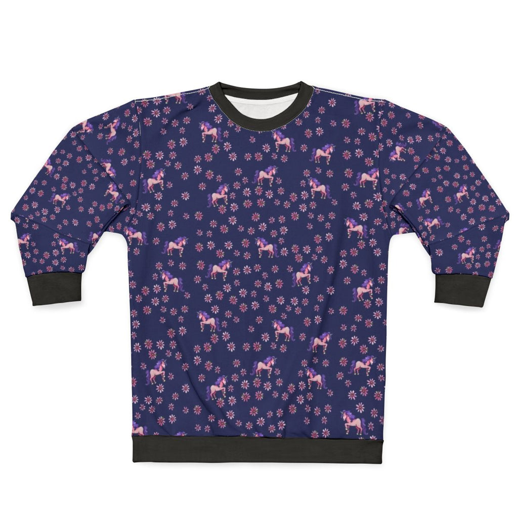 Retro unicorn flowers floral graphic sweatshirt