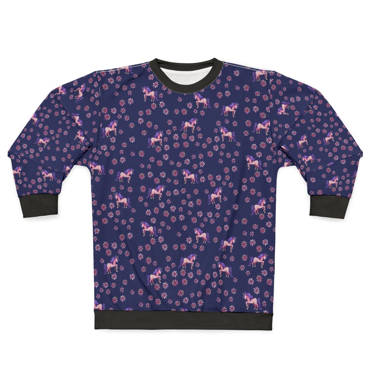 Retro unicorn flowers floral graphic sweatshirt
