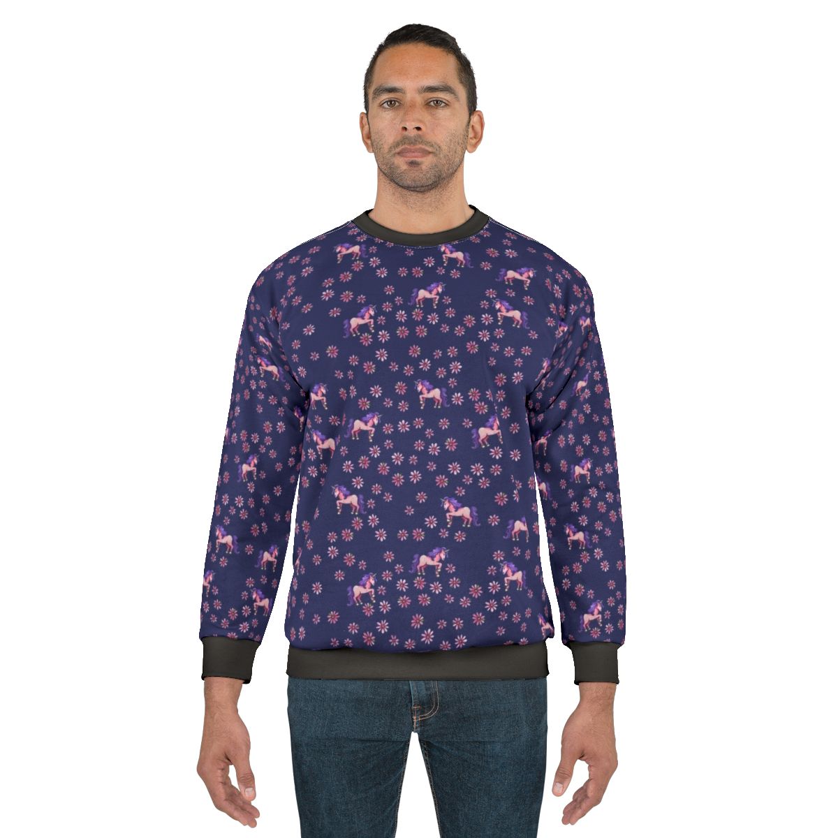 Retro unicorn flowers floral graphic sweatshirt