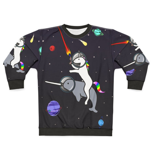 Cosmic Unicorn Riding Narwhal in Space Sweatshirt