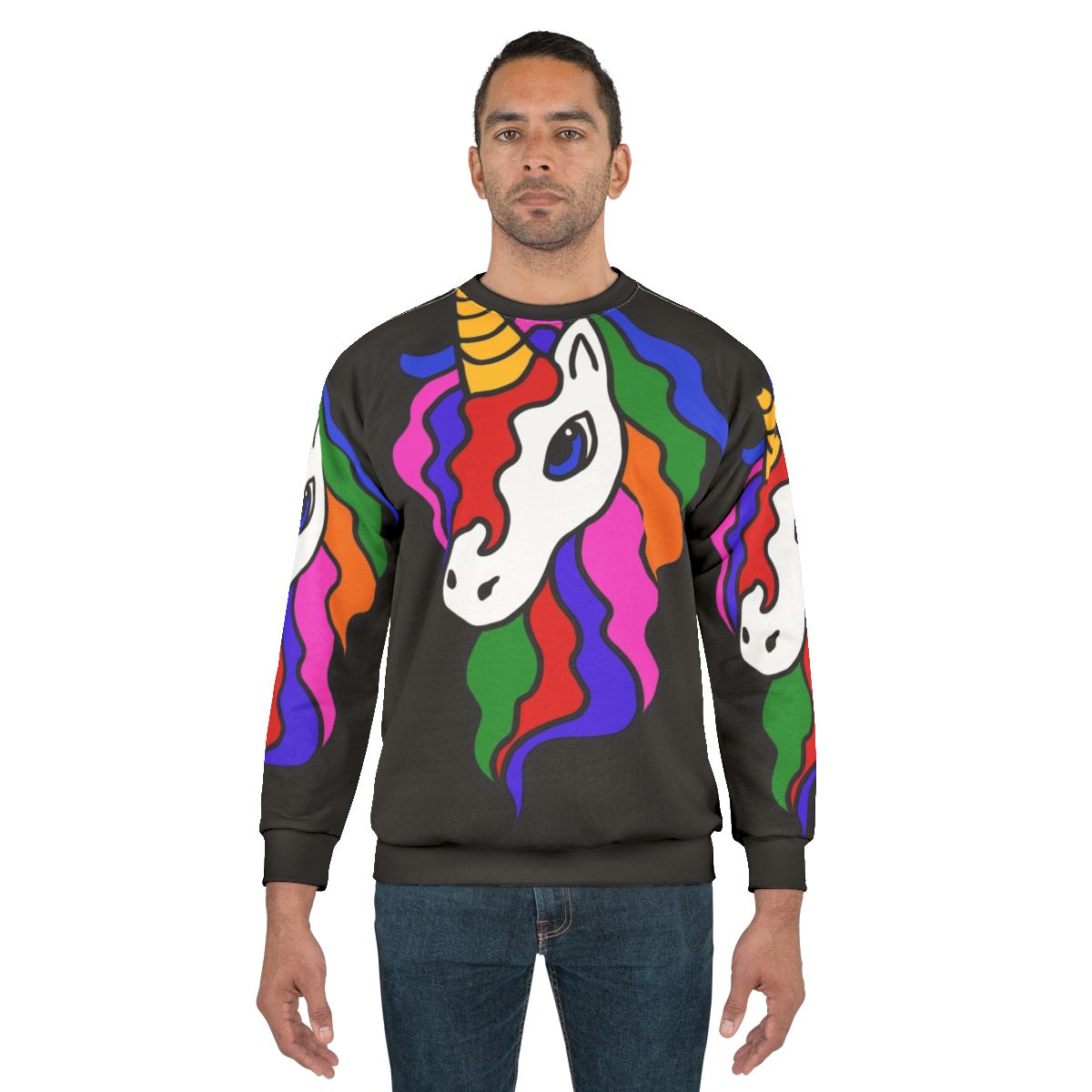 Retro unicorn sweatshirt with rainbow design
