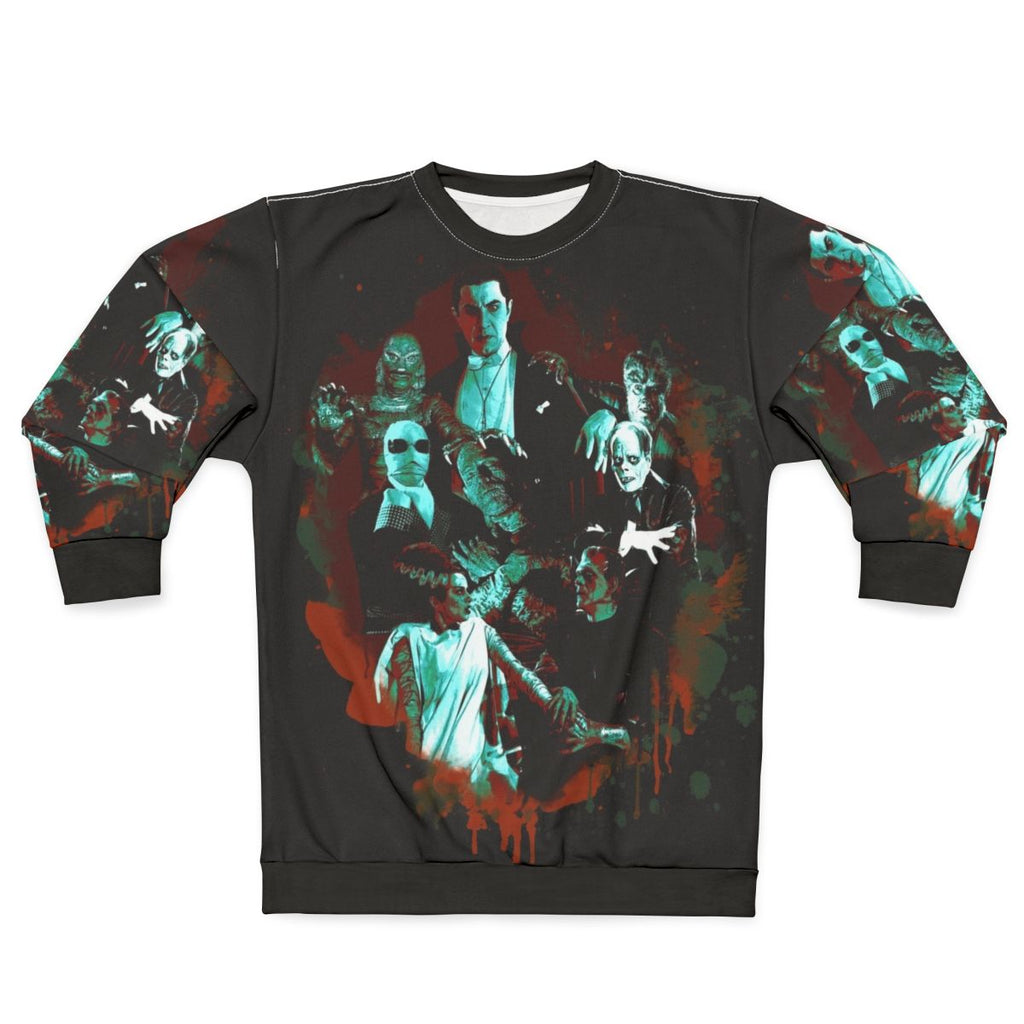 Classic Universal Monster Sweatshirt featuring Dracula, Frankenstein, Mummy, and other iconic horror characters