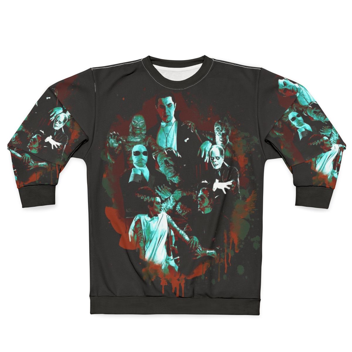 Classic Universal Monster Sweatshirt featuring Dracula, Frankenstein, Mummy, and other iconic horror characters