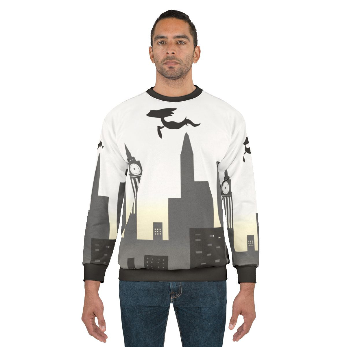 Edgy urban smog sweatshirt with dark graphic design